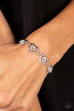 "Catching Feelings" Silver Metal & White/Clear Rhinestone Multi Heart Bracelet