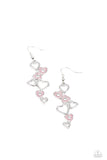 "Sweetheart Serenade" Silver Metal & Pink Rhinestone Multi Heart Dangle Earrings