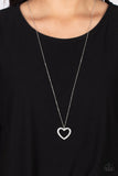 "Dainty Darling" Silver Metal & White/Clear Rhinestone Open Heart Necklace Set