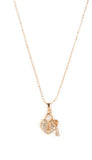 " You Hold My Heart " Gold Metal White Rhinestone Heart Necklace Set