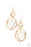 "Enchanting Echo" Gold Metal & Hammered Double Heart Dangle Earrings