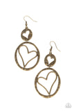 "Enchanting Echo" Brass Metal & Hammered Double Heart Dangle Earrings