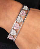 Paparazzi "Decadent Devotion" Silver Metal & Pink Rhinestone Multi Heart Cuff Bracelet