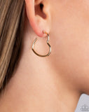 "Burnished Beau" Gold Metal Simple Heart Hoop Earrings