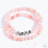 Paparazzi " Devoted Dreamer " Pink Beaded Design & Word "LOVE" Set of 2 Bracelets