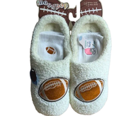 FOOTBALL Themed Memory Foam SLIPPERS & 2 Pair of SOCKS Size MEDIUM
