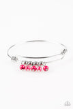 "All Roads Lead to Roam" Silver & Pink Beaded Charm Tension Bracelet