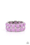 Paparazzi " Double the Diva-ttiude " Silver Metal & Square Purple Stone Stretch Bracelet