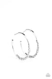 "Imprinted intensity" Silver Metal Half Hammered Hoop Earrings