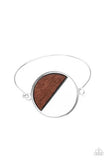 "Timber Trade" Silver Metal Crescent Moon & Brown Wood Toggle Bracelet