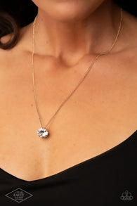 "What A Gem" Gold Metal & Clear/White Rhinestone Classic Solitaire Necklace Set