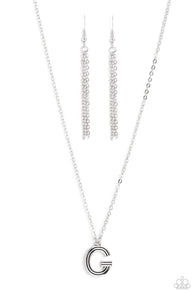 Leave Your Initials - Silver - G Inital Necklace Set