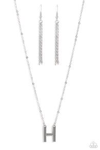Leave Your Initials - Silver - H Inital Necklace Set