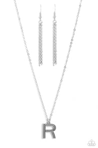 Leave Your Initials - Silver - R Inital Necklace Set