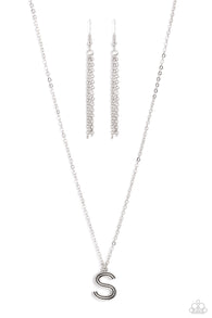 Leave Your Initials - Silver - S Inital Necklace Set