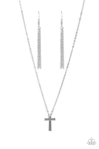 Leave Your Initials - Silver - T Inital Necklace Set