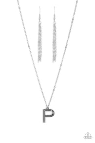 Leave Your Initials - Silver - P Inital Necklace Set