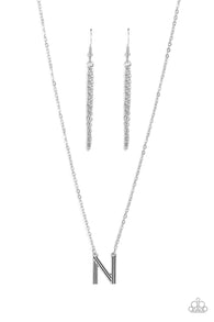 Leave Your Initials - Silver - N Inital Necklace Set