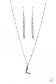 Leave Your Initials - Silver - L Inital Necklace Set