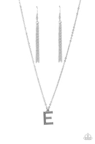 Leave Your Initials - Silver - E Inital Necklace Set