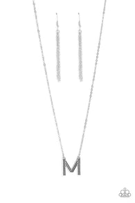 Leave Your Initials - Silver - M Inital Necklace Set