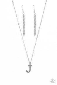 Leave Your Initials - Silver - J Inital Necklace Set