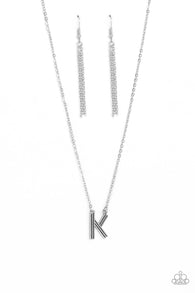 Leave Your Initials - Silver - K Inital Necklace Set
