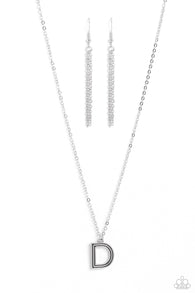Leave Your Initials - Silver - D Inital Necklace Set