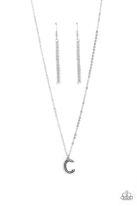 Leave Your Initials - Silver - C Inital Necklace Set