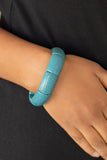 " Peace Out " Chunky Blue Crackle Stone Beads Stretch Bracelet