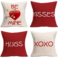 18X18 Sets of 2 Valentine's Day Throw Pillow Covers (*No Inserts) Canvas Feel Set Heart 15A or 15B