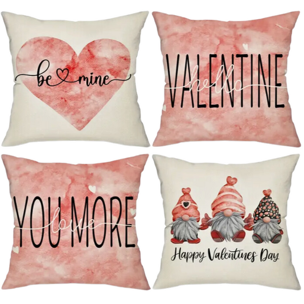 18X18 Sets of 2 Valentine's Day Throw Pillow Covers (*No Inserts) Canvas Feel Set Heart 27A or 27B