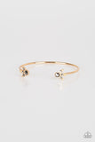 Paparazzi " A Bit Rich " Gold Metal & Hematite Rhinestone Dainty Cuff Bracelet