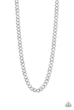 Paparazzi " Full Court " Men's Silver Classic Curb Chain Link Necklace