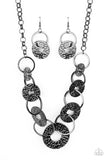 "Industrial Envy" Black Metal Hammered Graduated Circle Necklace Set