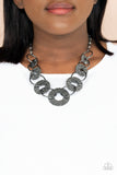 "Industrial Envy" Black Metal Hammered Graduated Circle Necklace Set