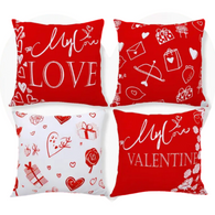 18X18 Sets of 2 Valentine's Day Throw Pillow Covers (*No Inserts) Satin Feel Set Heart 21A or 21B