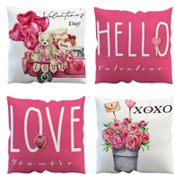 18X18 Sets of 2 Valentine's Day Throw Pillow Covers (*No Inserts) Canvas Feel Set Heart 19A or 19B