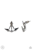 " Metal Origami " Black/Gunmetal Kite Like Design Ear Jacket Earrings