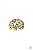 Paparazzi " Haute Havana " Brass Metal Multi Flower Floral Elastic Back Ring