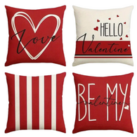 18X18 Sets of 2 Valentine's Day Throw Pillow Covers (*No Inserts) Canvas Feel Set Heart 16A or 16B