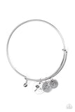 "Dreamy Dandelions" Silver Metal 3 Blowing Dandelion Charm Tension Bracelet