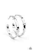 Paparazzi " Exhilarated edge " Silver Metal High Polished Scalloped Edge Hoop Earrings