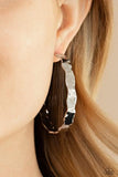 Paparazzi " Exhilarated edge " Silver Metal High Polished Scalloped Edge Hoop Earrings