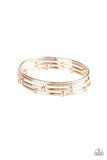 Paparazzi " Beauty Basic " Rose Gold Metal Textured & Beaded Bangle Bracelet Set of 4