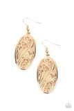 " High Tide Terrace " Gold Metal With Scroll Work Dangle Earrings