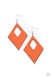 "Woven Wanderer" Orange Woven Diamond Shaped Dangle Earrings