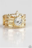 Paparazzi "Top Dollar Bling" Gold Metal & Clear Marquise Rhinestone Elastic Back Ring