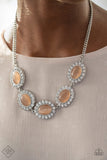 "A Diva-ttitude Adjustment" Silver Orange Cat's Eye & Rhinestone Necklace Set