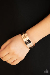 Paparazzi " A Haute Number " Rose Gold Metal 2D Curved Cuff Bracelet